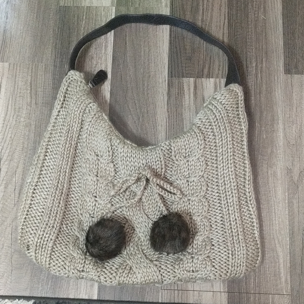 #185.Bath&Body Works Cable Knit Purse Handbag Women Tan.